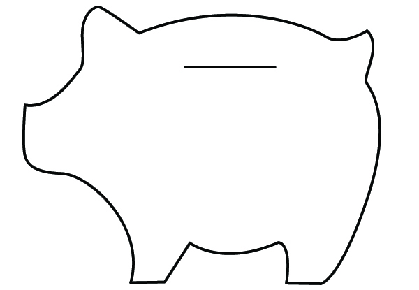 Cute Piggy Bank Clipart Black And White