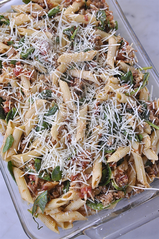 Baked Ziti with Spinach and Sausage