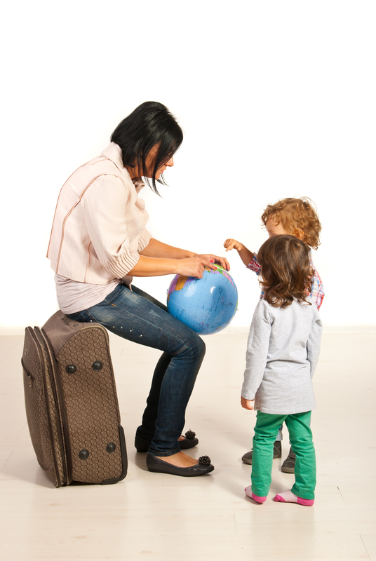 http://www.dreamstime.com/stock-images-mom-showing-her-kids-where-to-go-were-vacation-isolatedon-white-background-image34235814