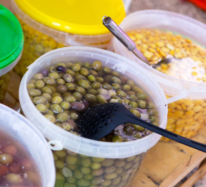 http://www.dreamstime.com/royalty-free-stock-photo-olives-fresh-lupin-beans-farmers-market-image42445705